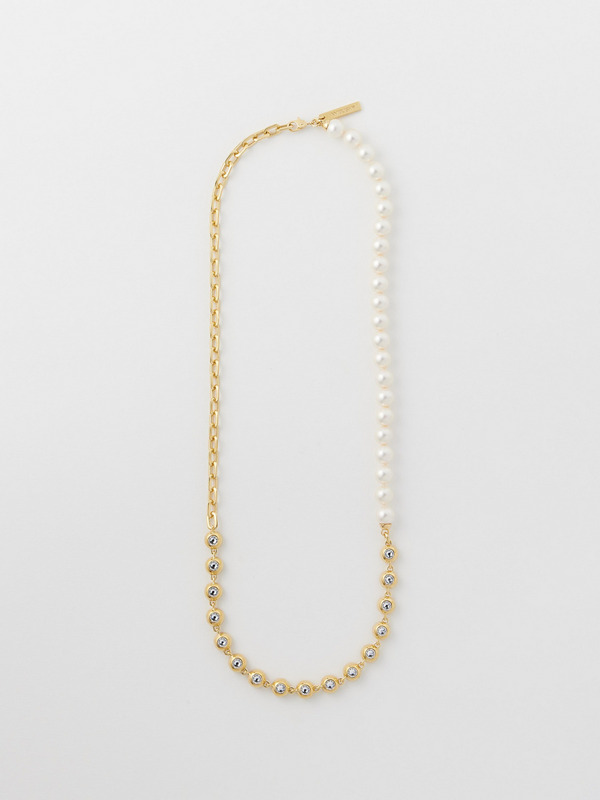 CRYSTAL PEARL MIX CHAIN NECKLACE