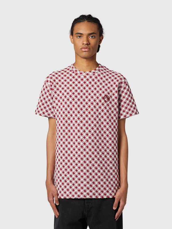 CHECK SMOCKED T-SHIRT