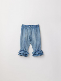 DENIM FRILL HEM PANTS 詳細画像