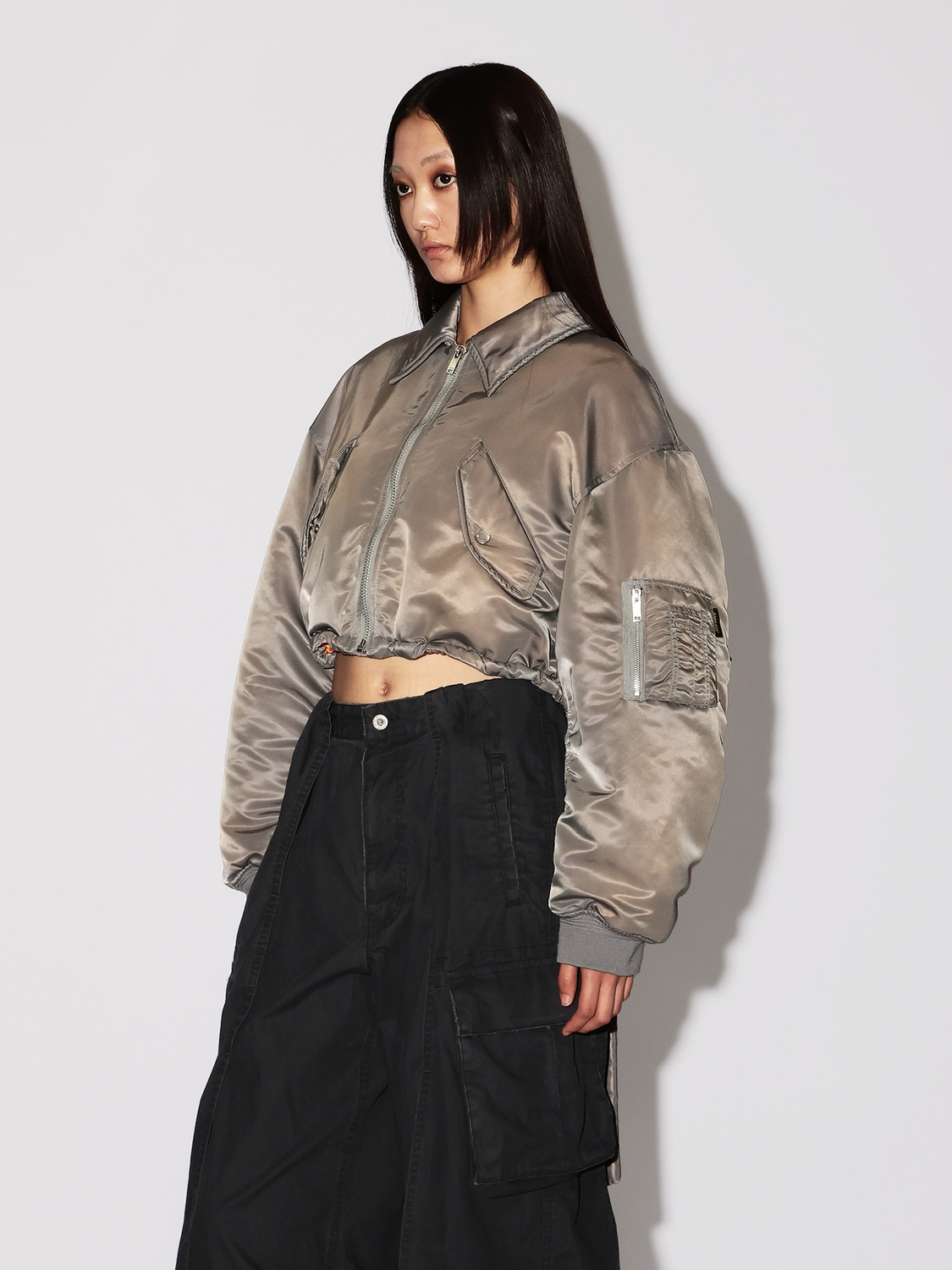 BACK RIBBON CROPPED MA-1 詳細画像 Grey 4