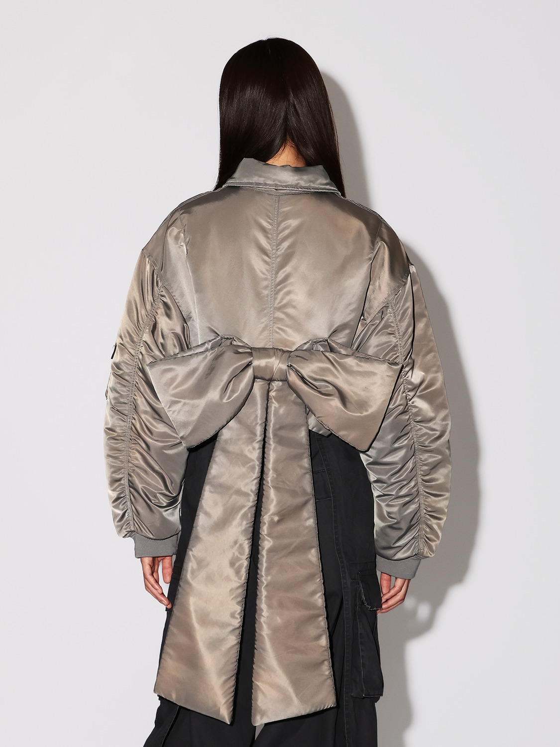 BACK RIBBON CROPPED MA-1 詳細画像 Grey 5