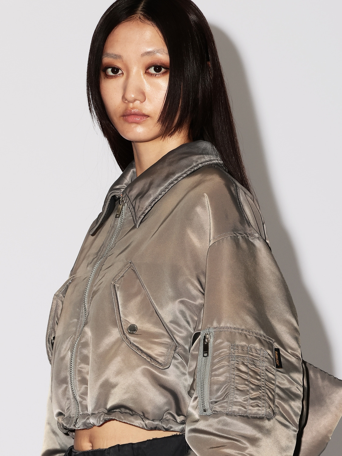 BACK RIBBON CROPPED MA-1 詳細画像 Grey 6