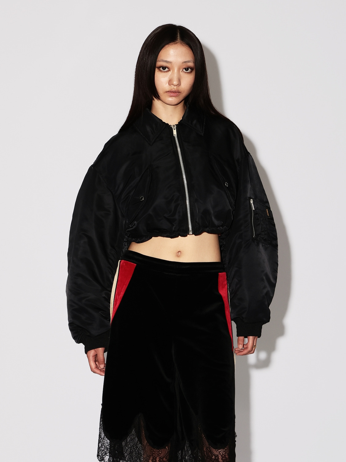 BACK RIBBON CROPPED MA-1 詳細画像 Black 3