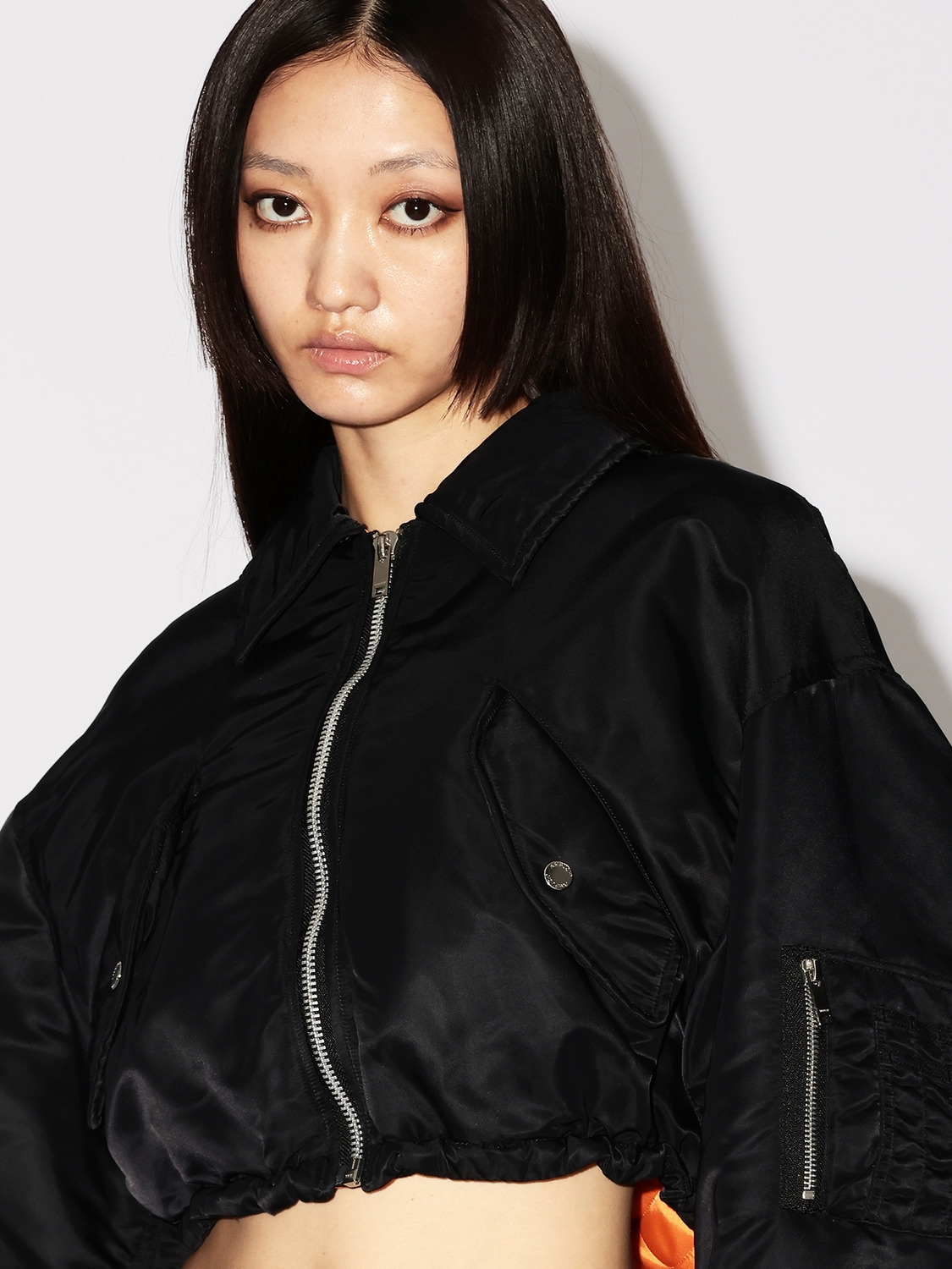 BACK RIBBON CROPPED MA-1 詳細画像 Black 6