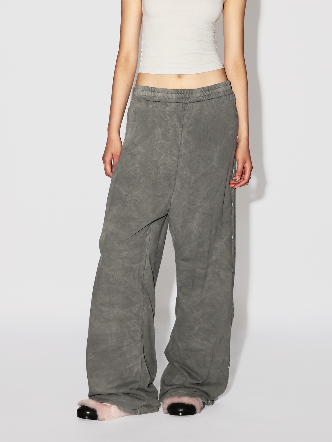 WASHED SIDE OPEN SWAET PANTS 詳細画像 Grey 2
