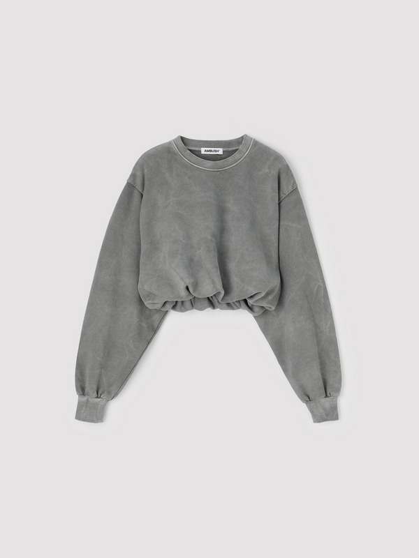 WASHED CROPPED CRENECK SWEATSHIRT