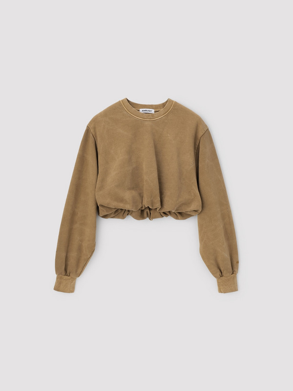 WASHED CROPPED CRENECK SWEATSHIRT