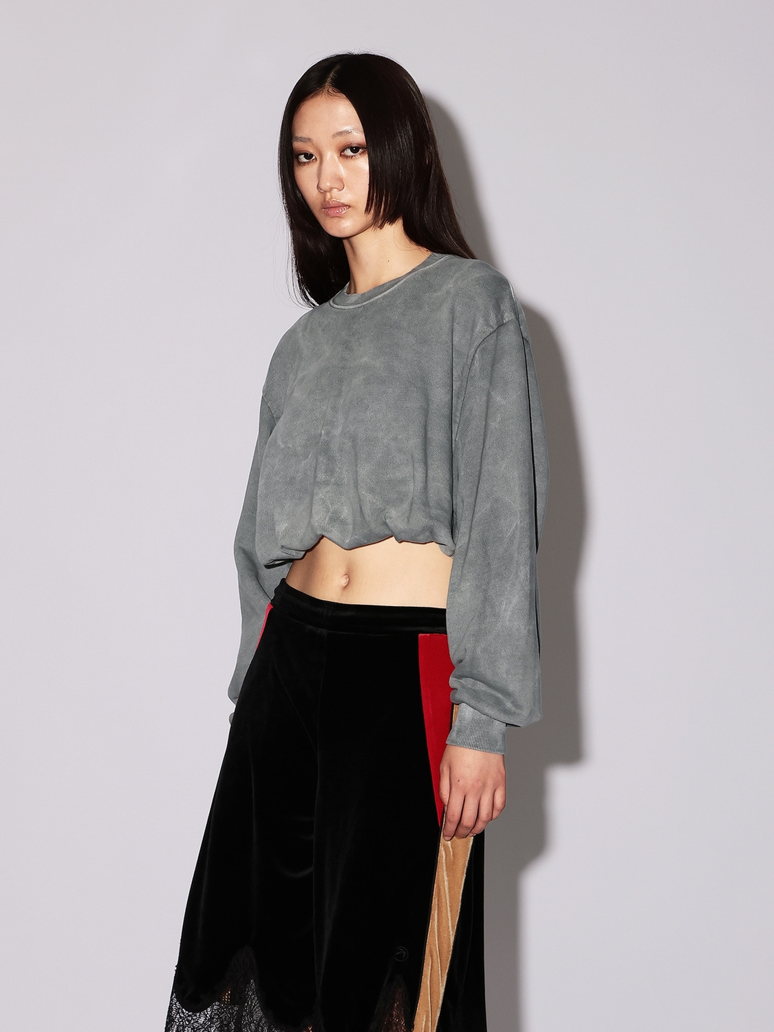 WASHED CROPPED CRENECK SWEATSHIRT 詳細画像 Grey 3