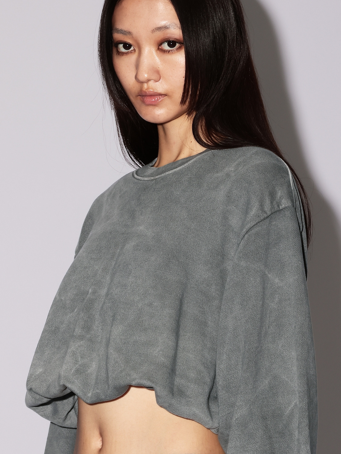 WASHED CROPPED CRENECK SWEATSHIRT 詳細画像 Grey 5
