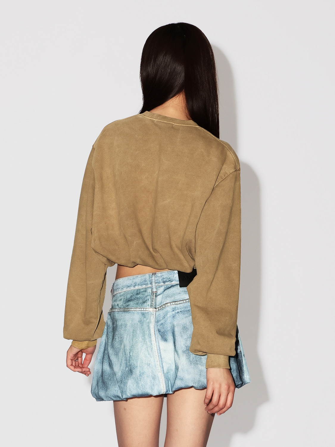 WASHED CROPPED CRENECK SWEATSHIRT 詳細画像 Brown 4