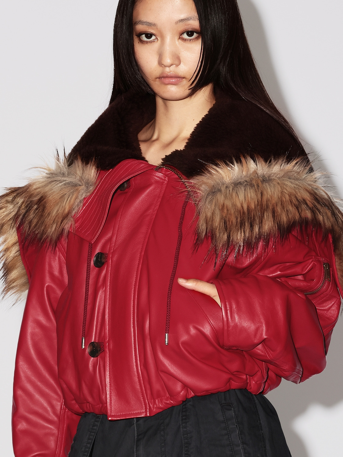 LEATHER CROPPED N3B 詳細画像 Red 6