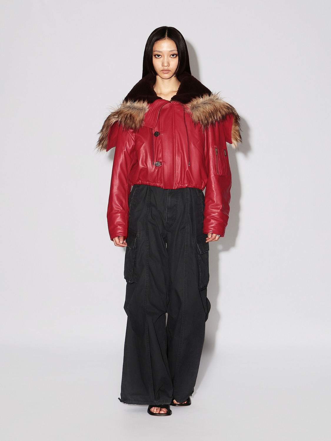 LEATHER CROPPED N3B 詳細画像 Red 8