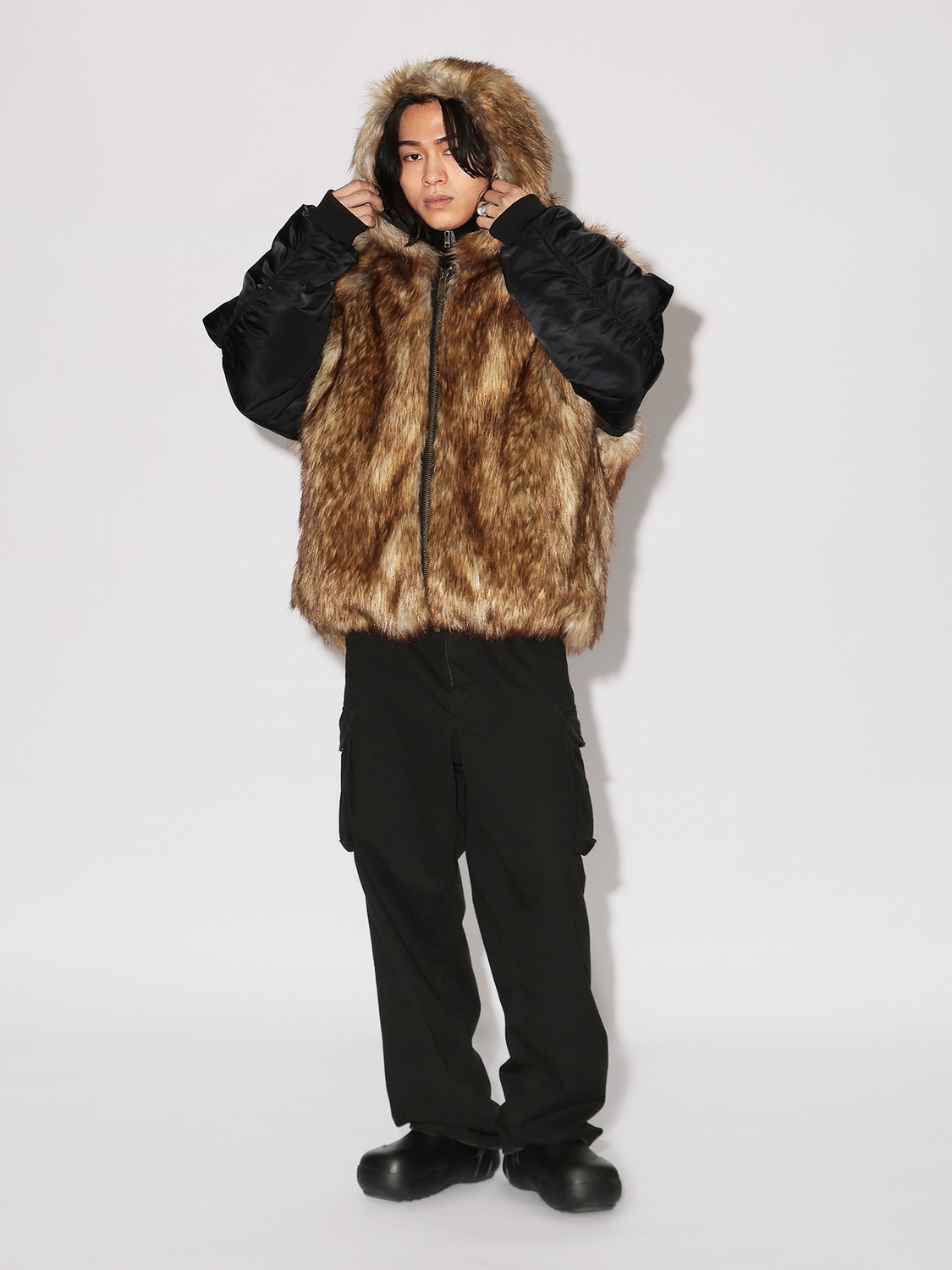 FAKE FUR REVERSIBLE HOODIE JACKET 詳細画像 Black 10