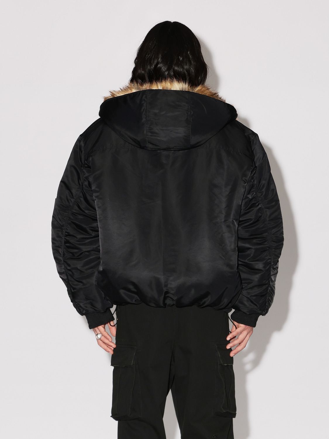 FAKE FUR REVERSIBLE HOODIE JACKET 詳細画像 Black 5