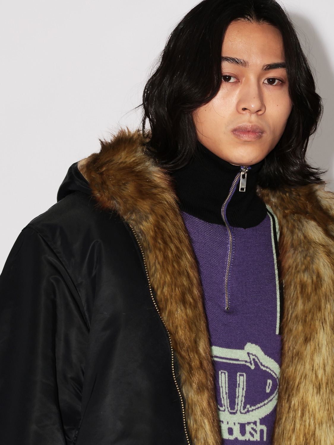FAKE FUR REVERSIBLE HOODIE JACKET 詳細画像 Black 6