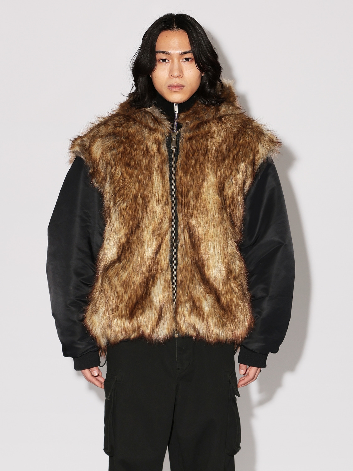 FAKE FUR REVERSIBLE HOODIE JACKET 詳細画像 Black 8