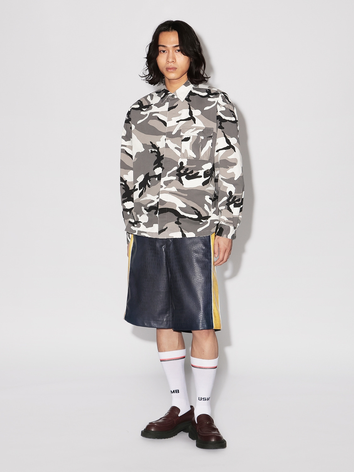 FAKE CROCODILE LEATHER SHORT PANTS 詳細画像 Navy 6