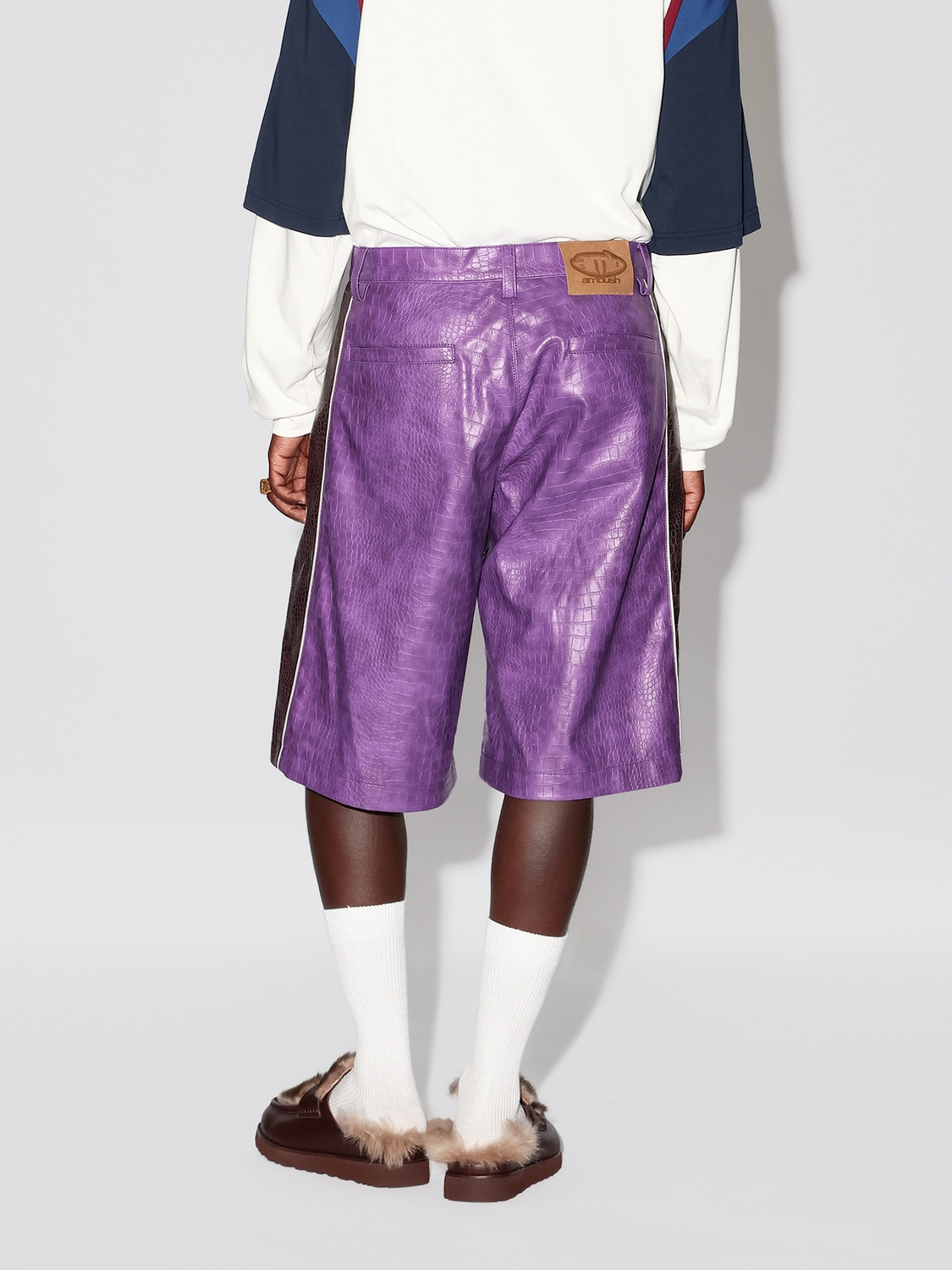 FAKE CROCODILE LEATHER SHORT PANTS 詳細画像 Purple 4