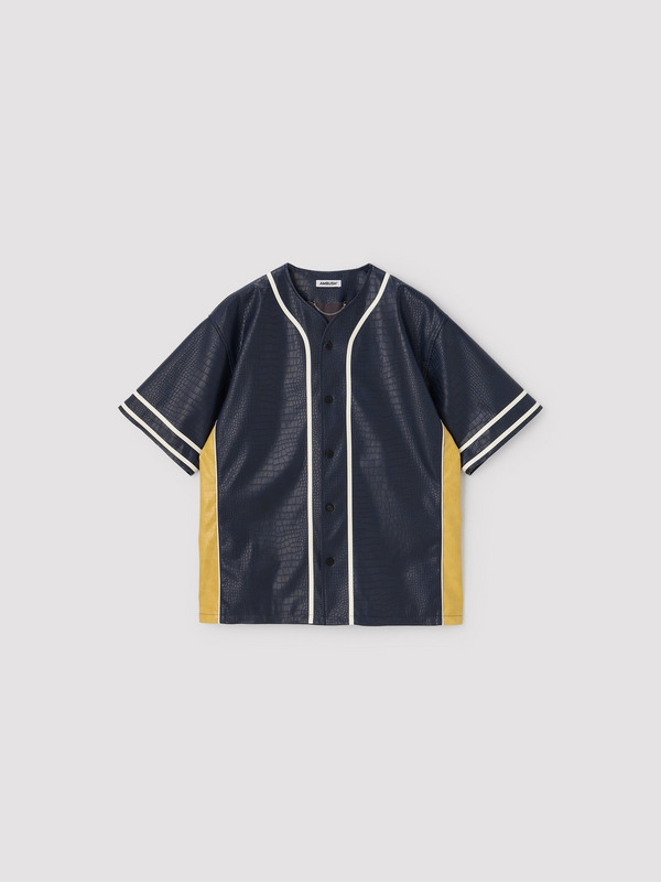 FAKE CROCODILE LEATHER BASEBALL SHIRT