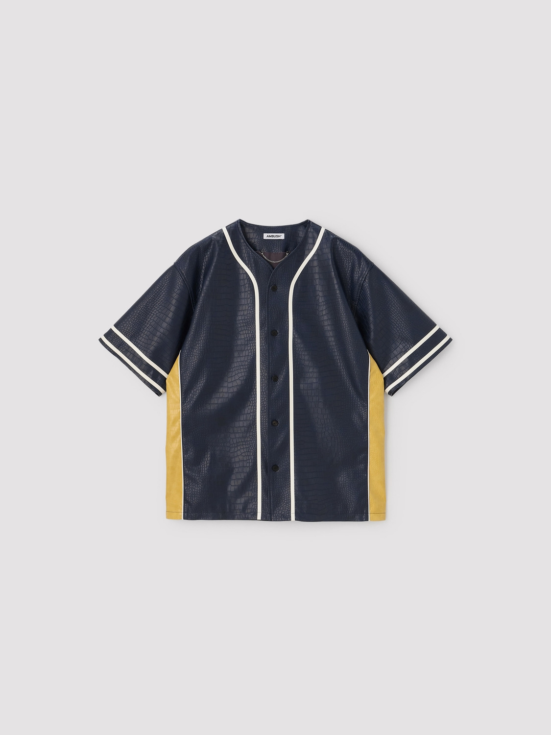 FAKE CROCODILE LEATHER BASEBALL SHIRT 詳細画像 Navy 1