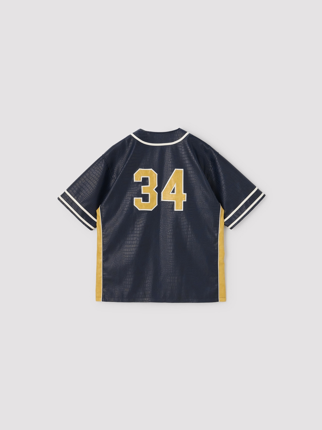 FAKE CROCODILE LEATHER BASEBALL SHIRT 詳細画像 Navy 2