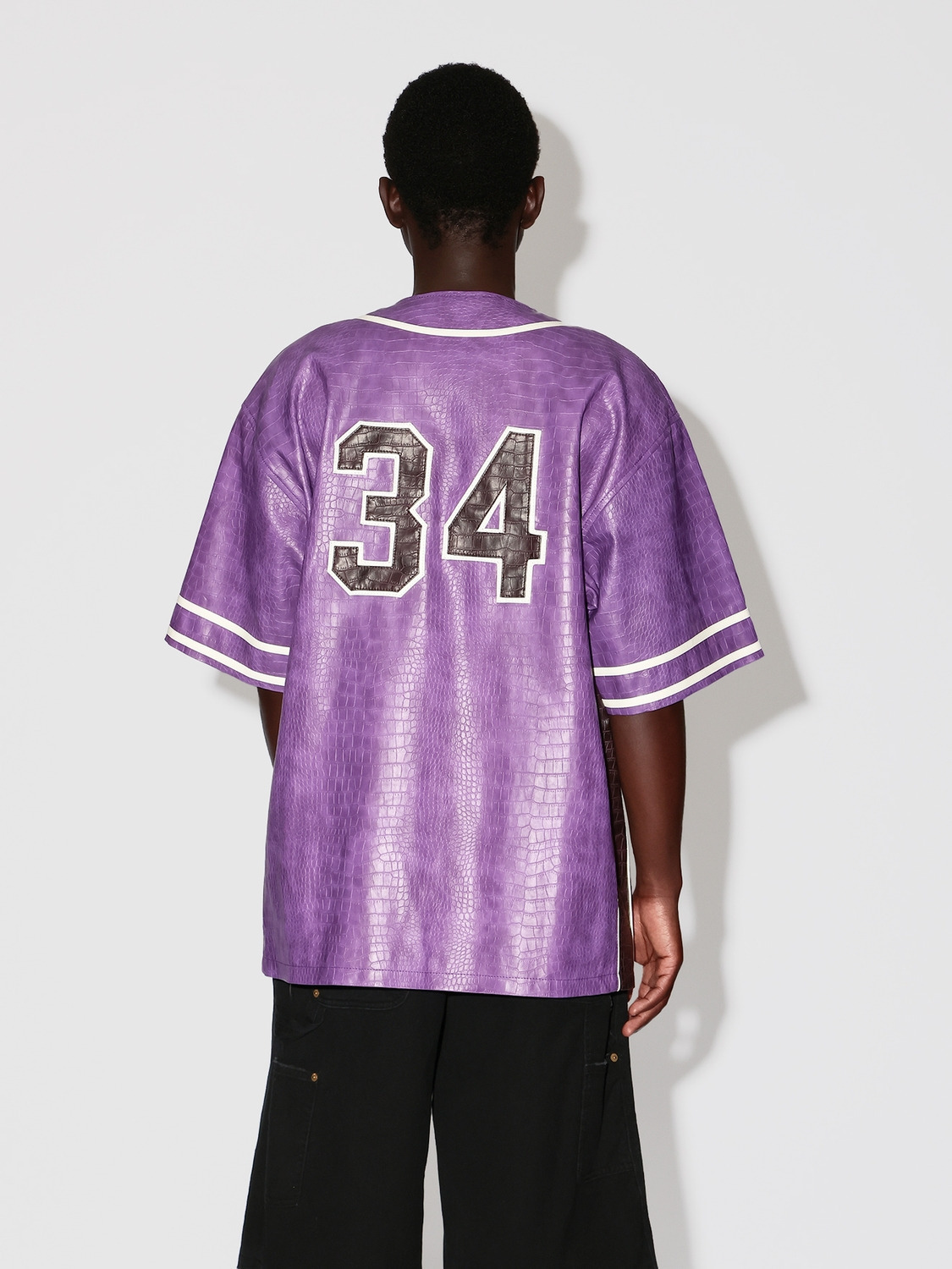 FAKE CROCODILE LEATHER BASEBALL SHIRT 詳細画像 Purple 3