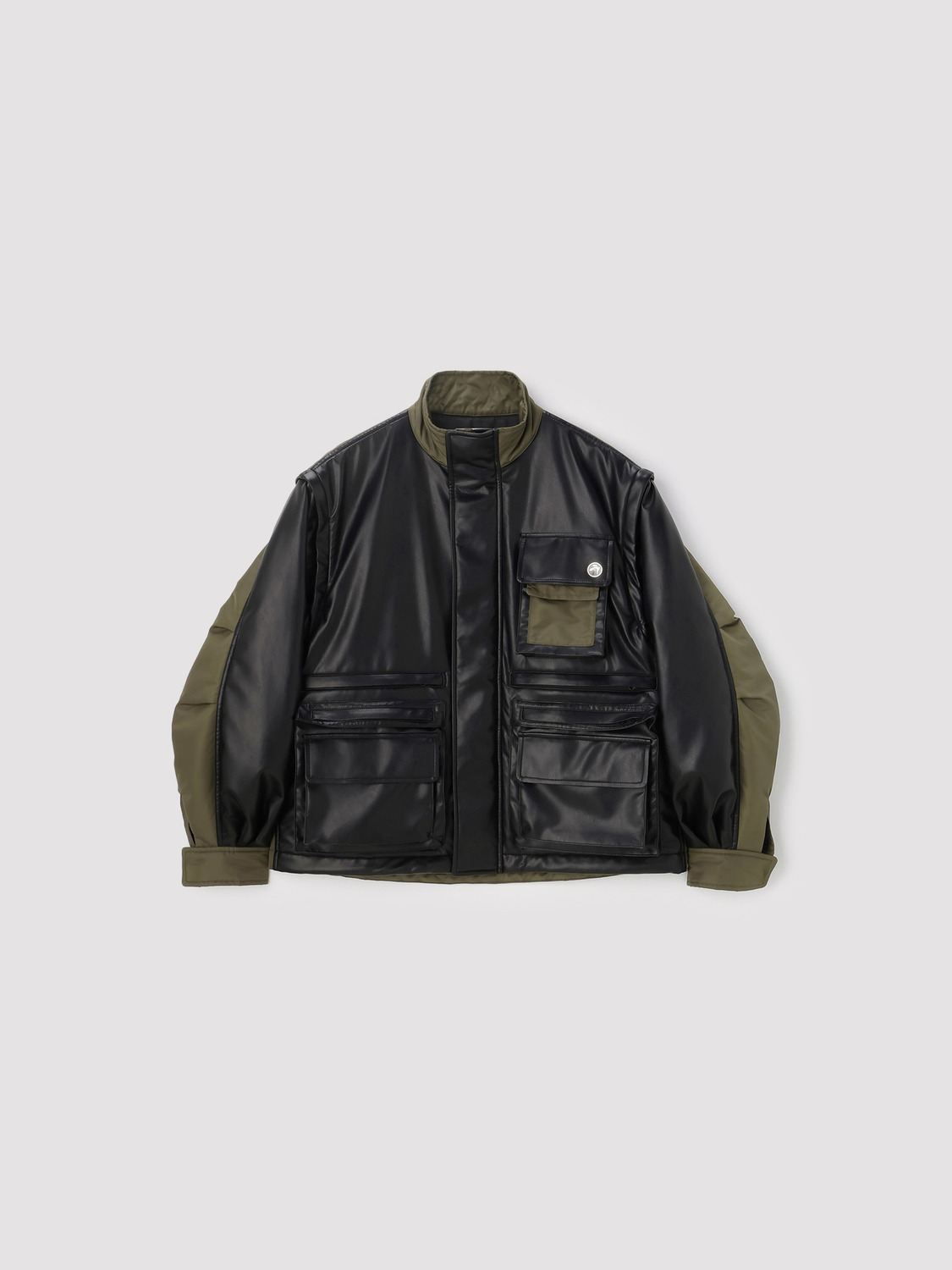 FAKE LEATHER BACK NYLON JACKET 詳細画像 Black 1