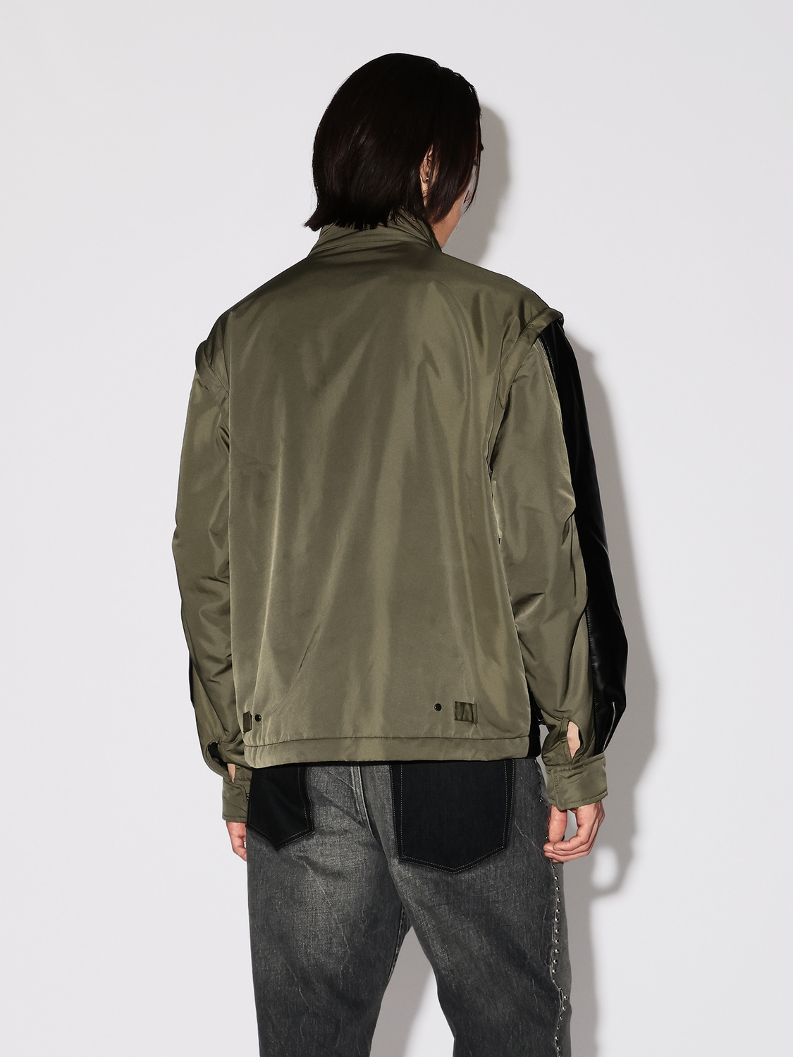 FAKE LEATHER BACK NYLON JACKET 詳細画像 Black 5