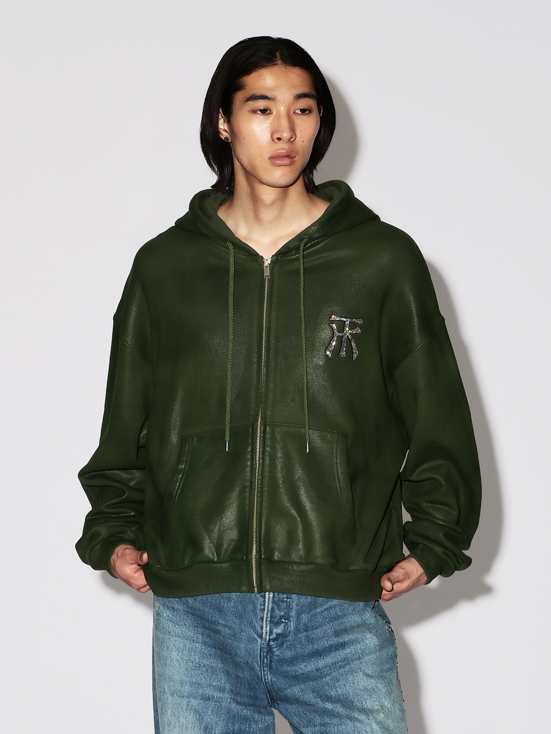 WAX TK SWEAT ZIP UP HOODIE 詳細画像 Green 2