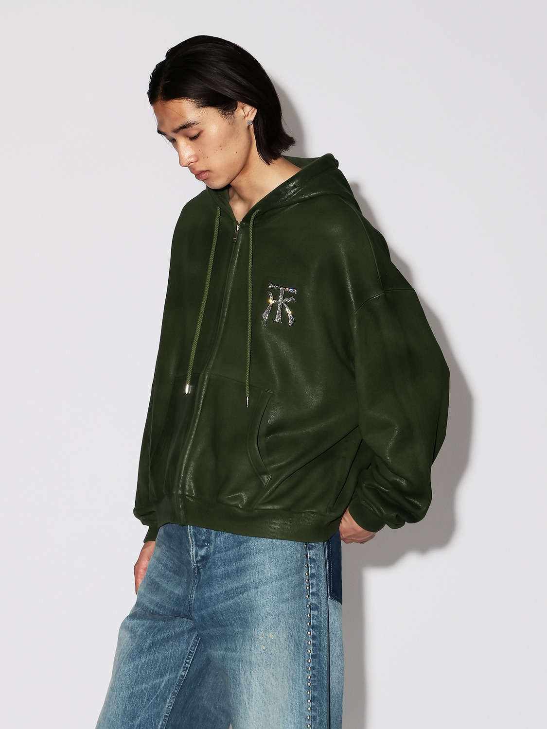 WAX TK SWEAT ZIP UP HOODIE 詳細画像 Green 3