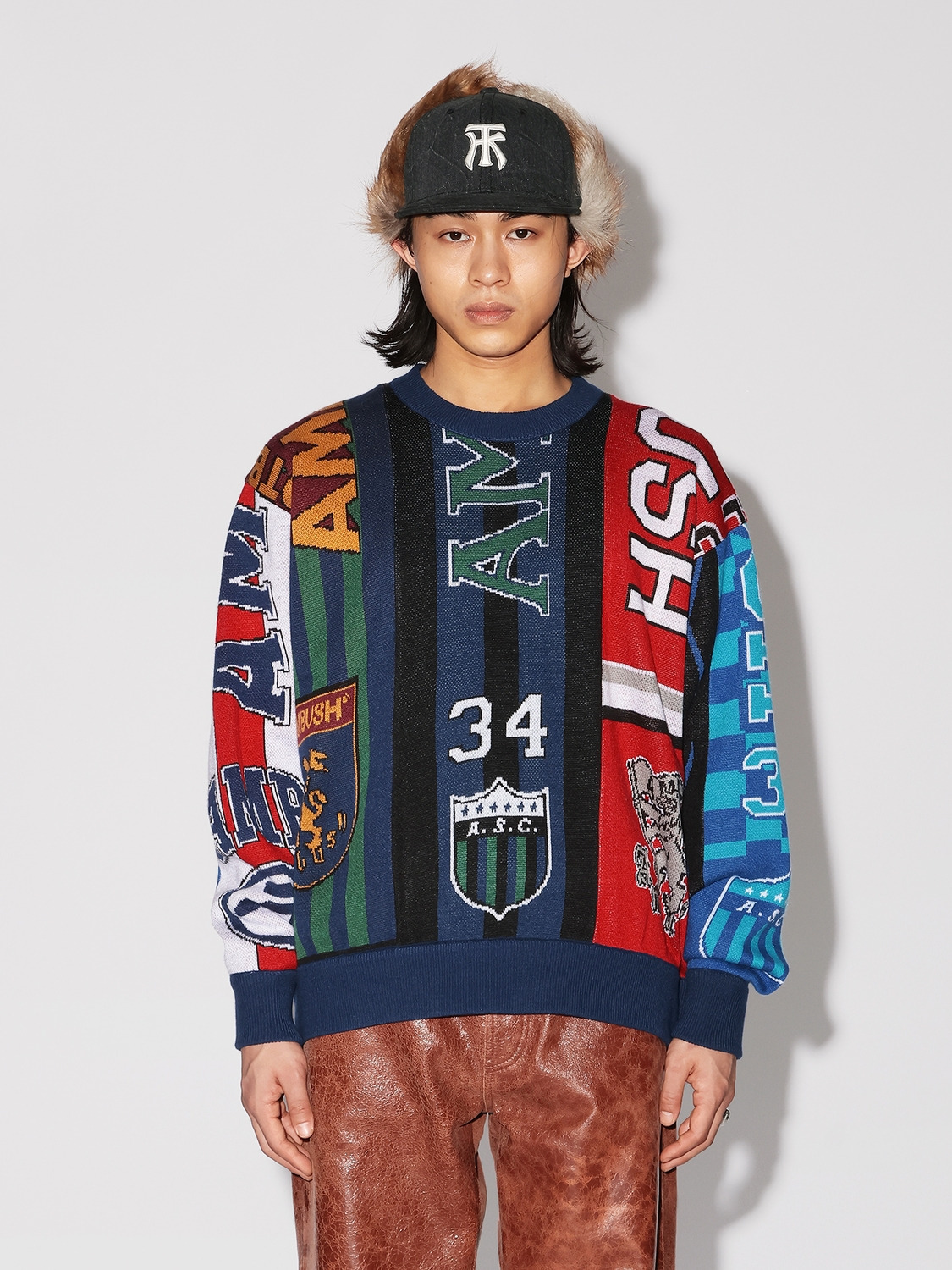 MULTI SOCCOER SCARF KNIT CREWNECK 詳細画像 Multi 3