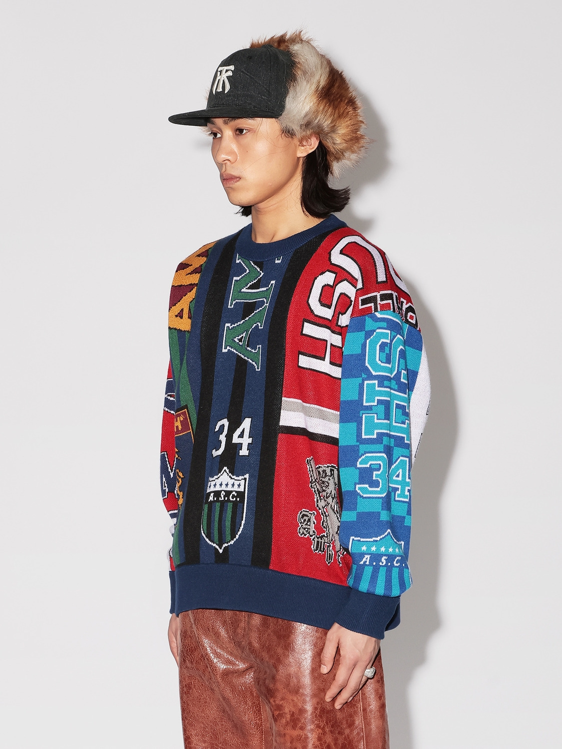 MULTI SOCCOER SCARF KNIT CREWNECK 詳細画像 Multi 4
