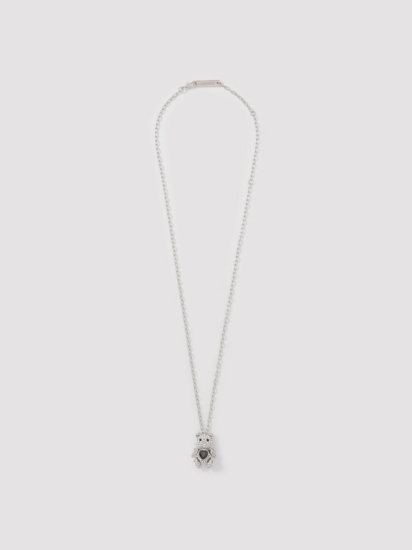 PAVE TEDDY BEAR HEART CHARM NECKLACE