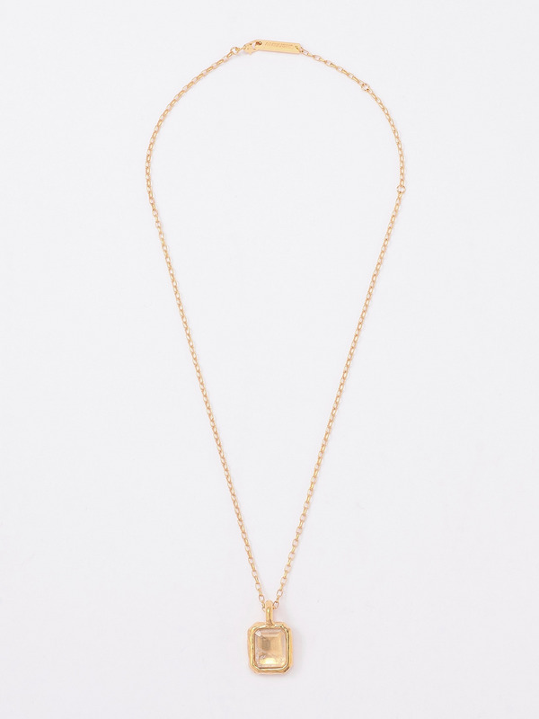 SQUARE CUT STONE CHARM NECKLACE