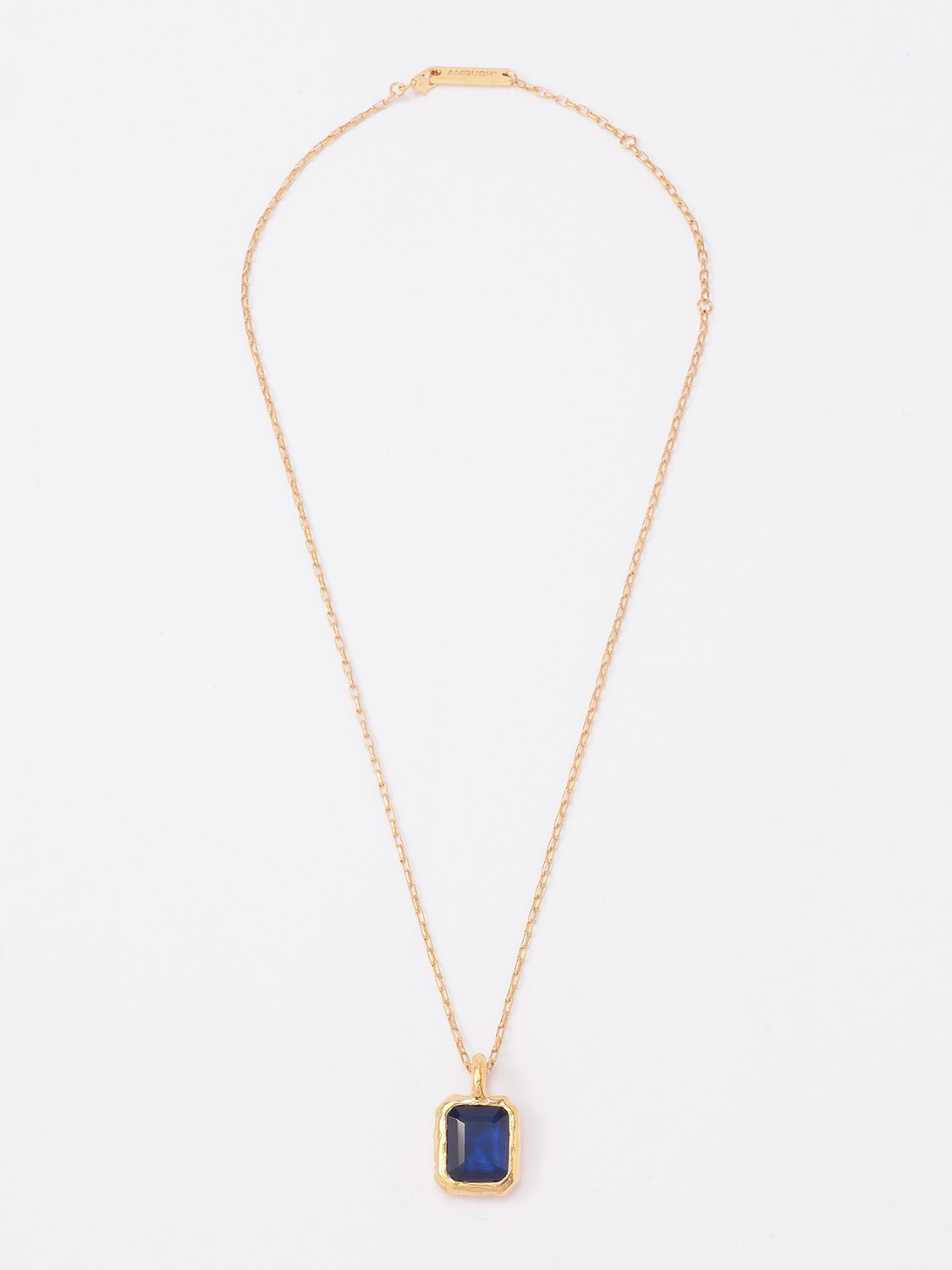 SQUARE CUT STONE CHARM NECKLACE 詳細画像 Blue 3