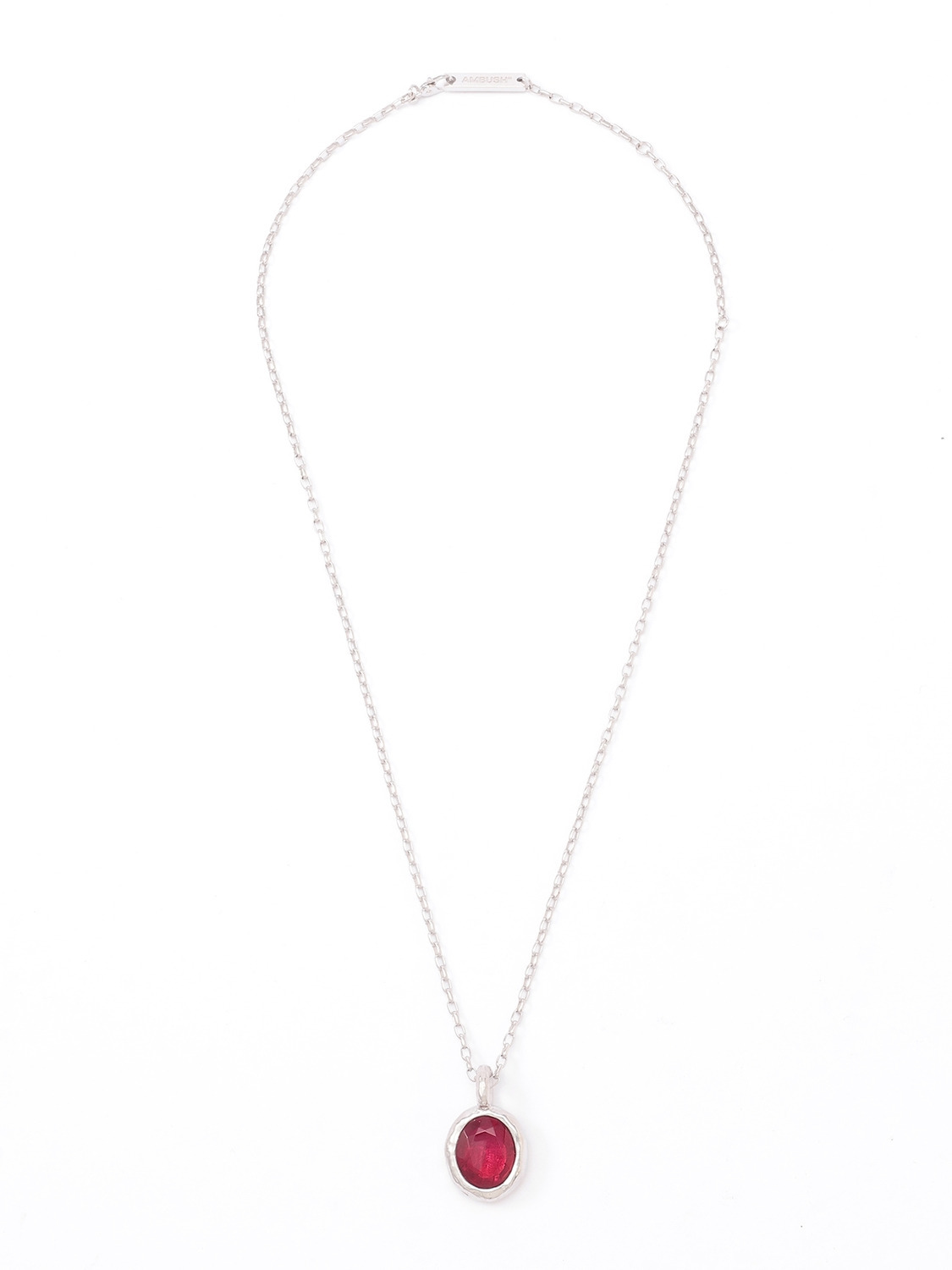 OVAL CUT STONE CHARM NECKLACE 詳細画像 Red 3