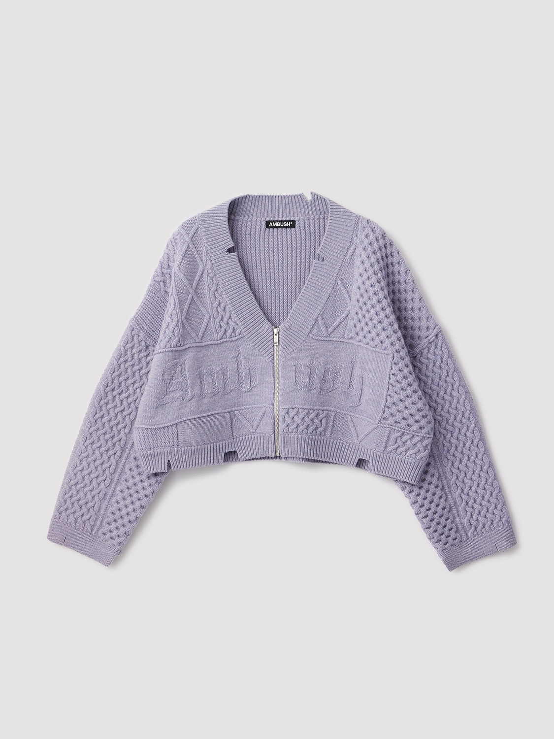 WOMENS CABLE ZIP KNIT CARDIGAN 詳細画像 Purple 1