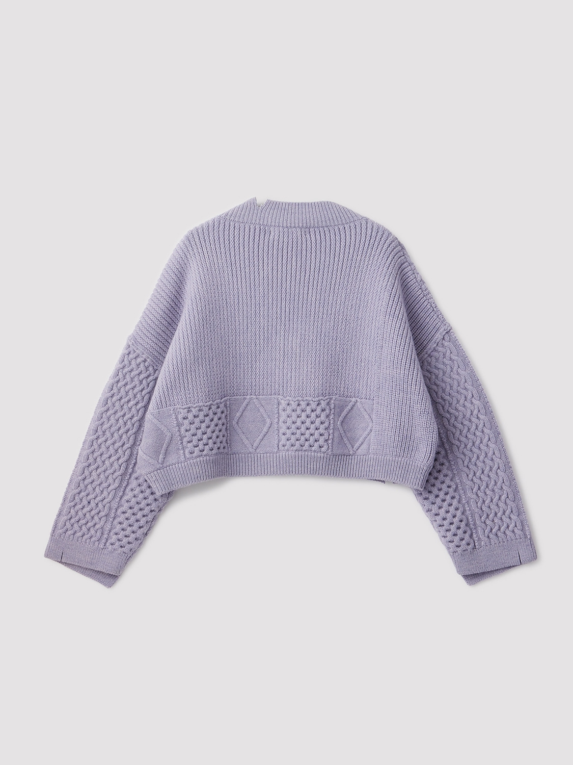 WOMENS CABLE ZIP KNIT CARDIGAN 詳細画像 Purple 2