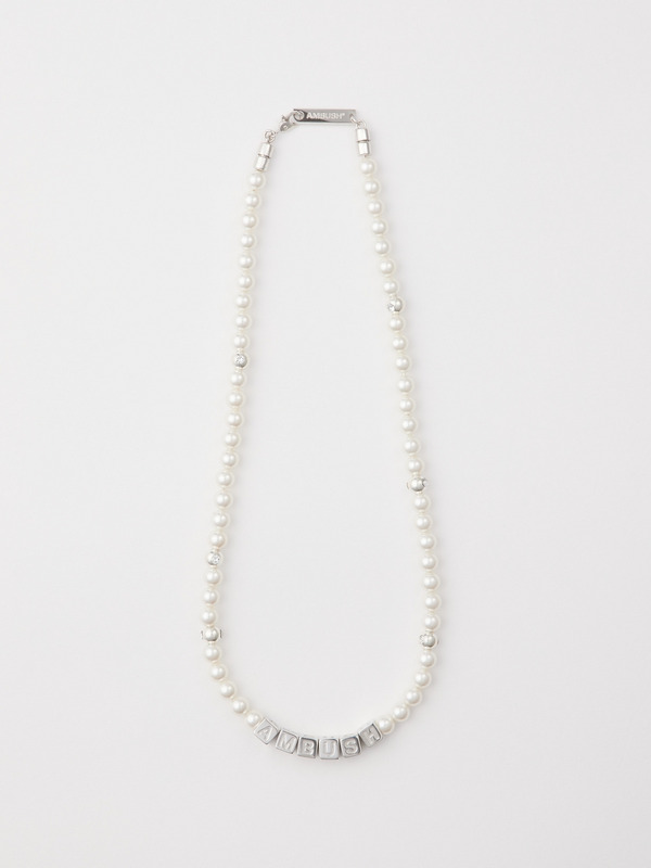 PEARL LETTER BLOCK NECKLACE