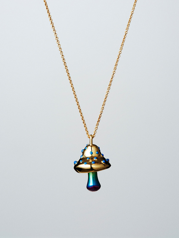 COLOR MUSHROOM CHARM NECKLACE