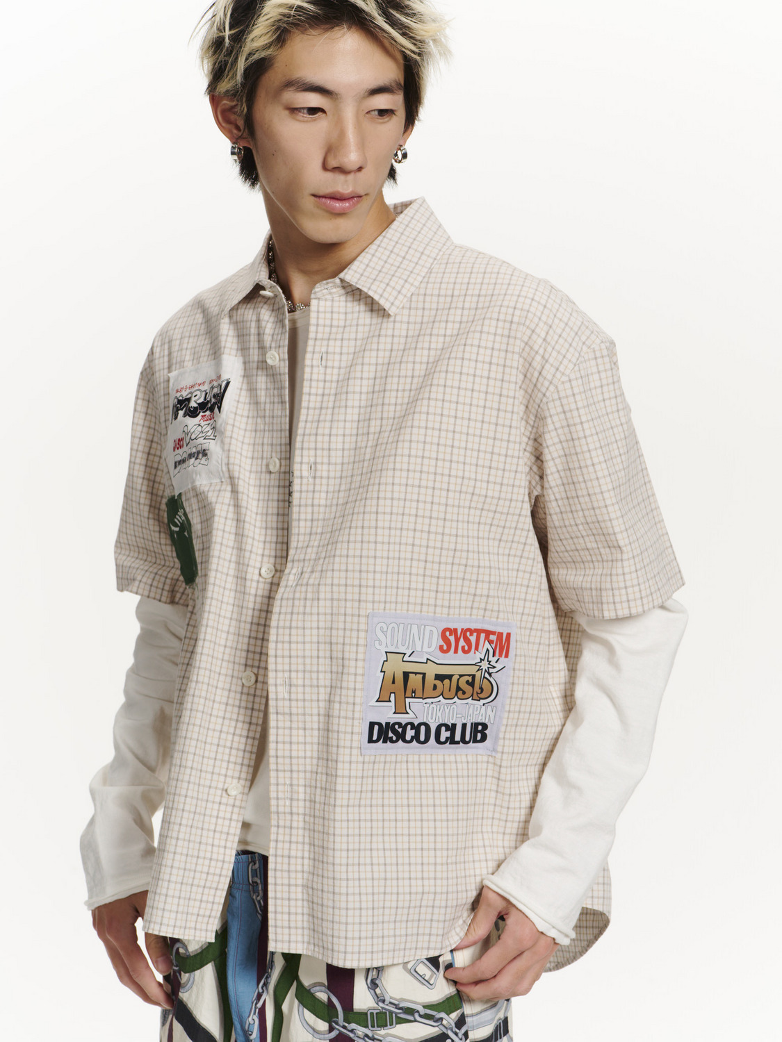 PATCHWORK CHECK SHORT SLEEVE SHIRT 詳細画像 O.white 7