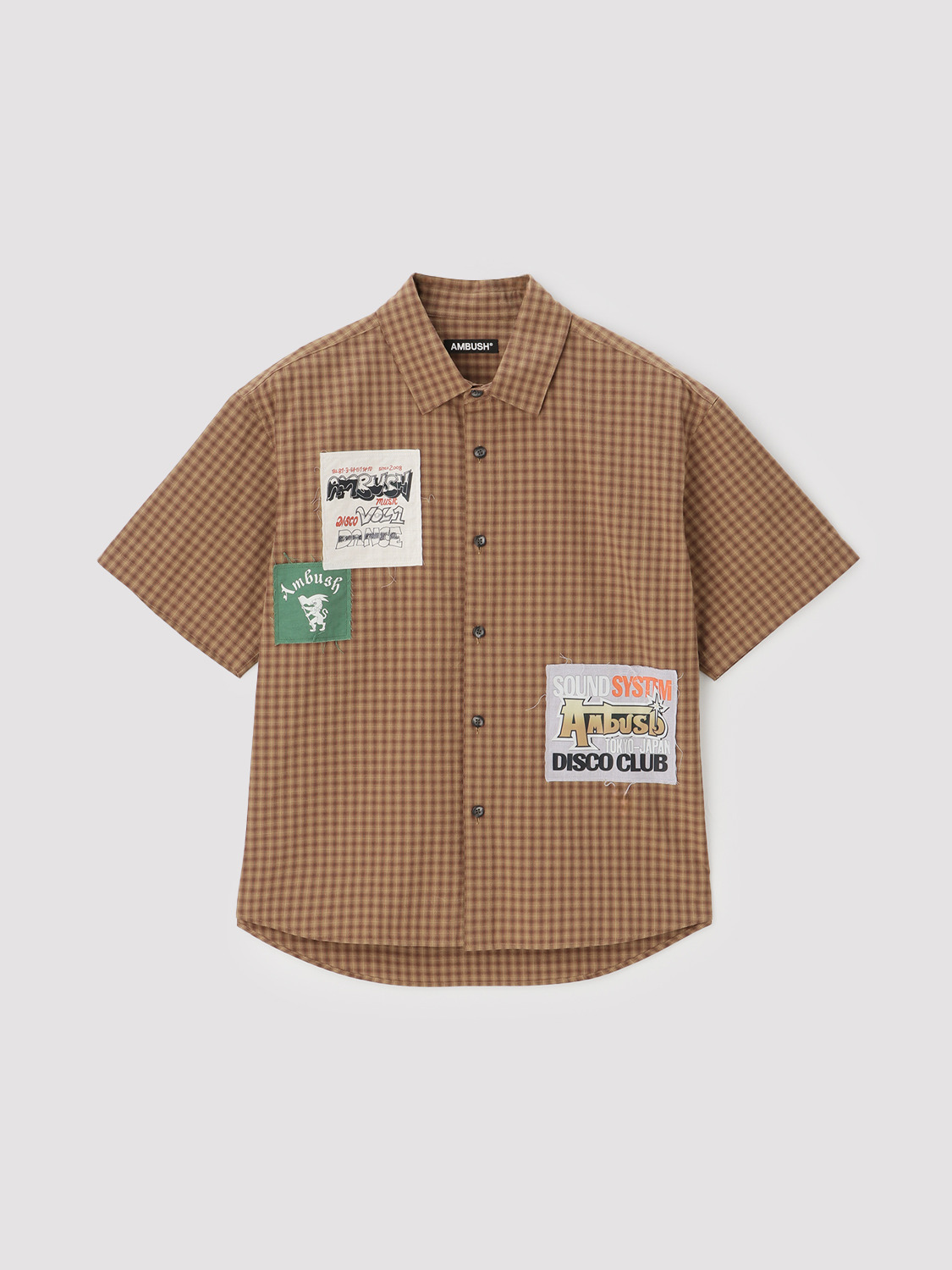PATCHWORK CHECK SHORT SLEEVE SHIRT 詳細画像 Brown 1