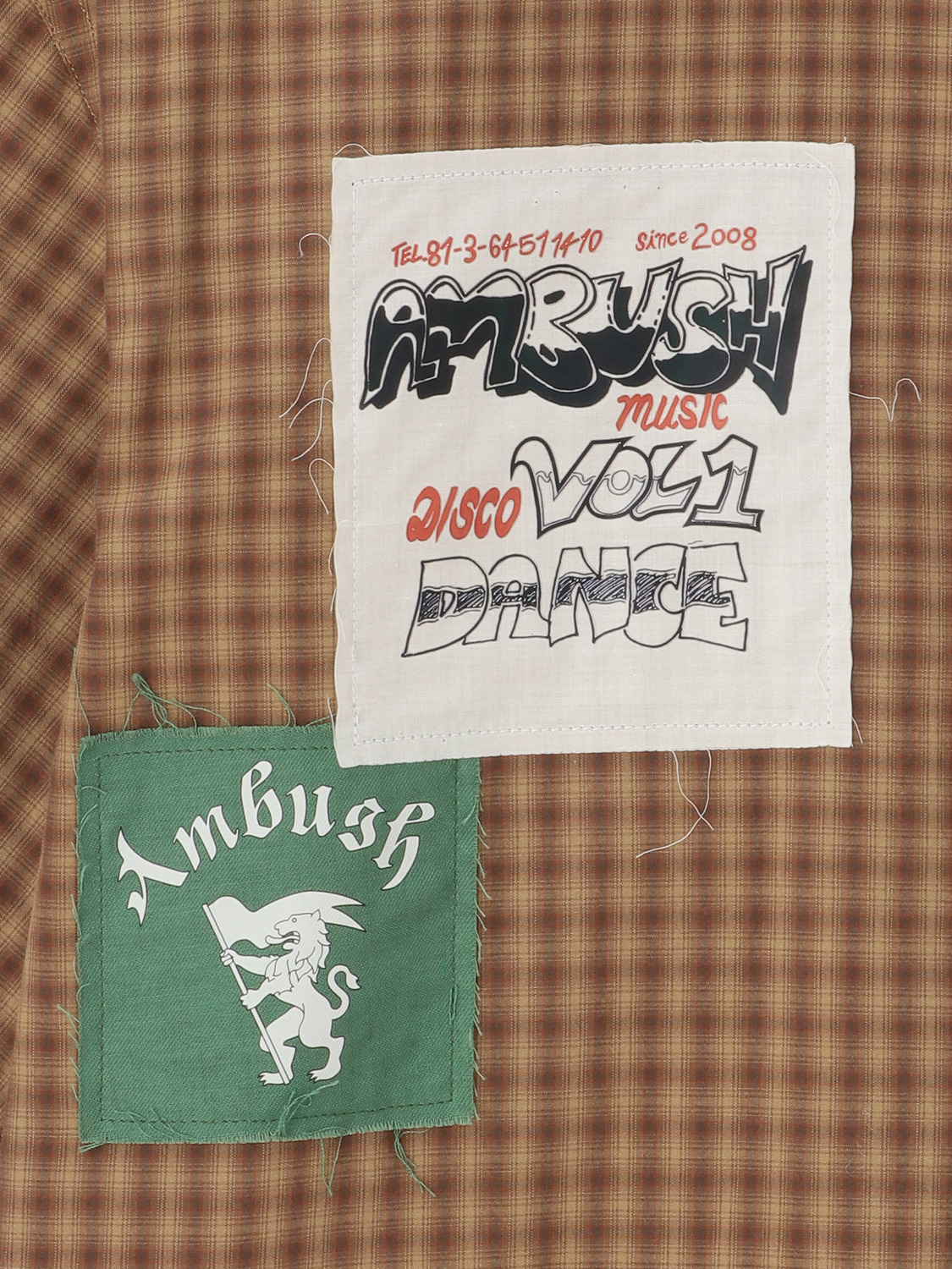 PATCHWORK CHECK SHORT SLEEVE SHIRT 詳細画像 Brown 3