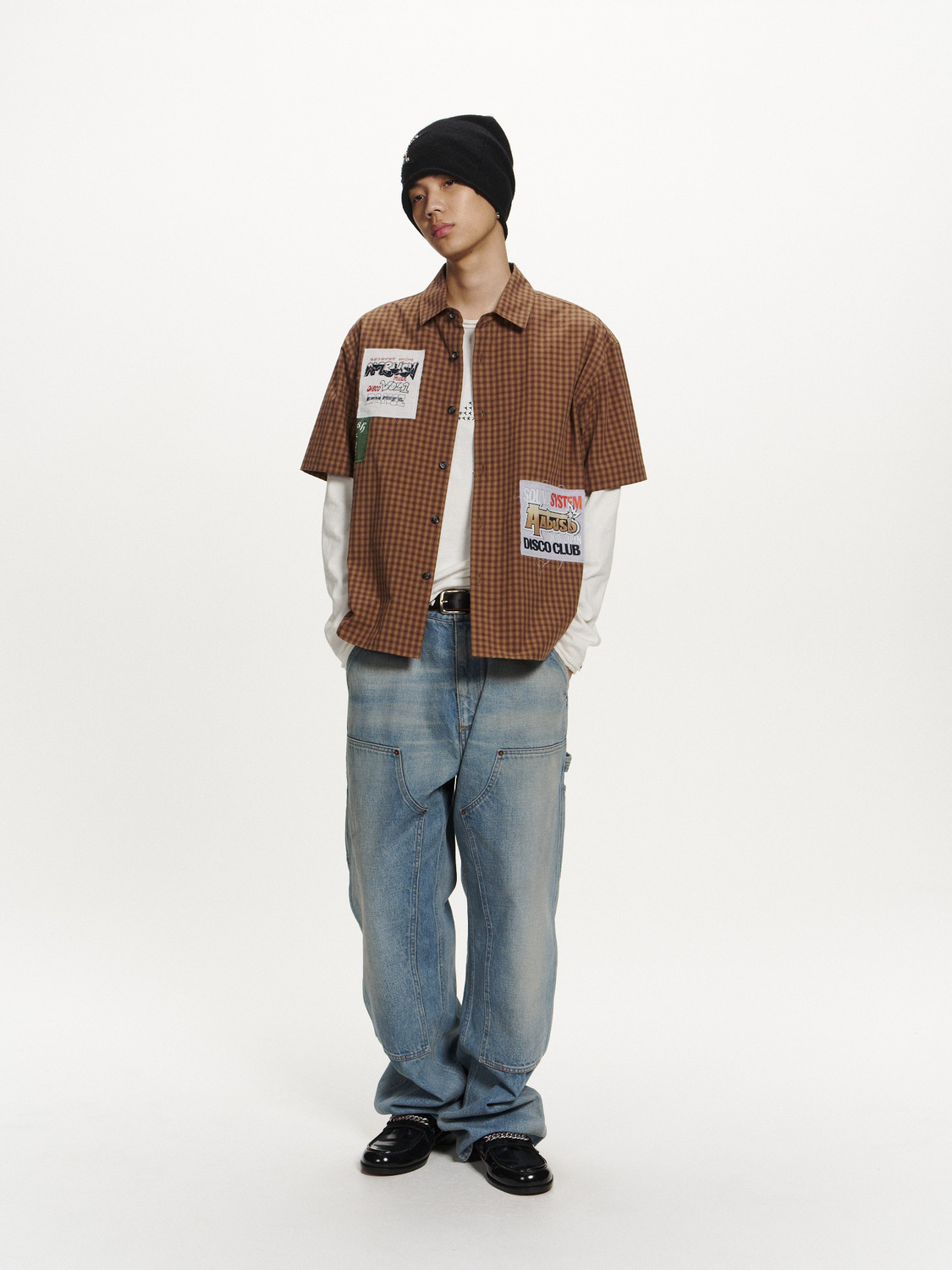 PATCHWORK CHECK SHORT SLEEVE SHIRT 詳細画像 Brown 7