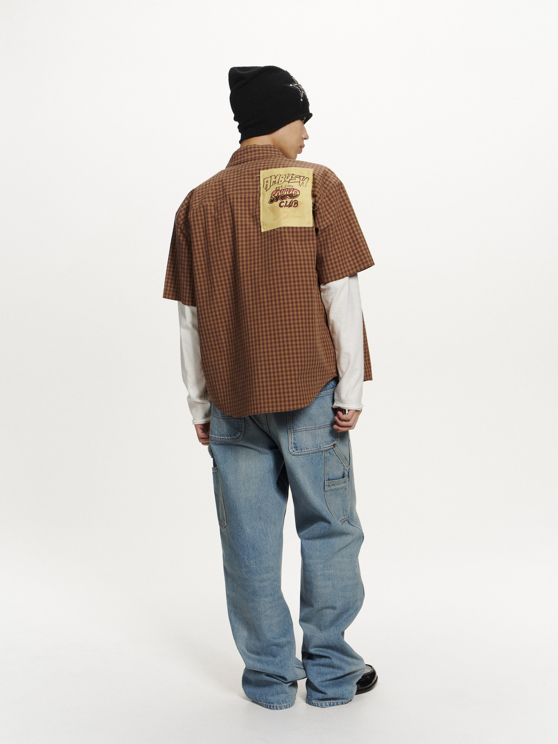 PATCHWORK CHECK SHORT SLEEVE SHIRT 詳細画像 Brown 8