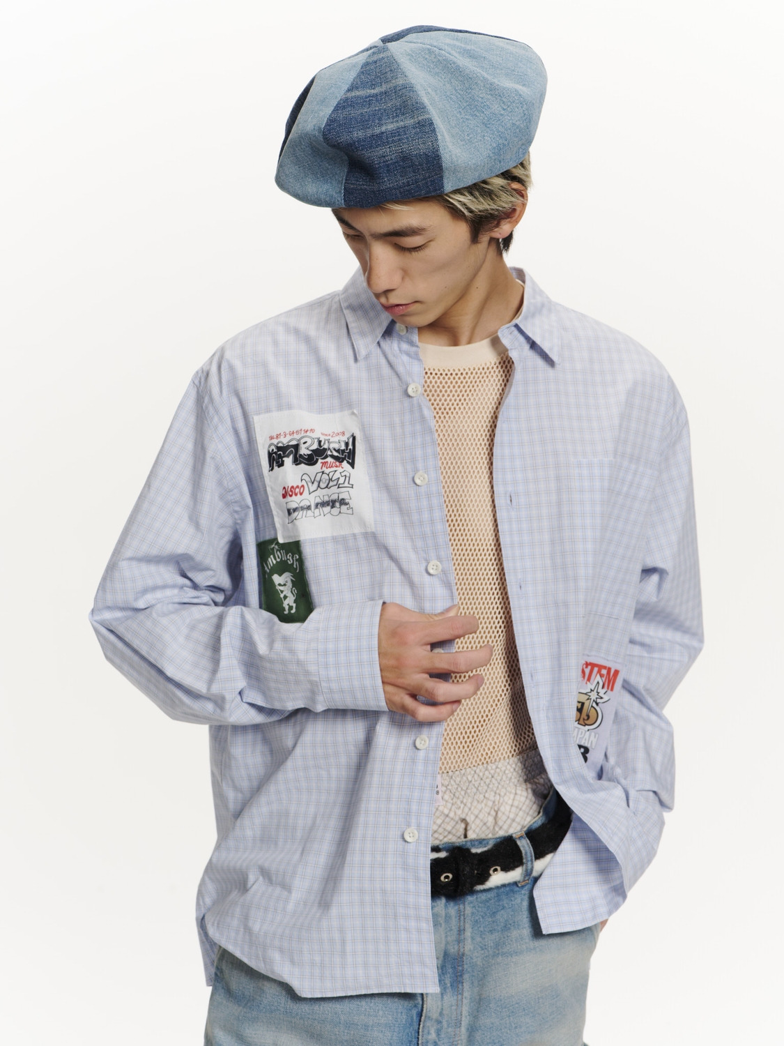 PATCHWORK CHECK LONG SLEEVE SHIRT 詳細画像 L.Blue 7