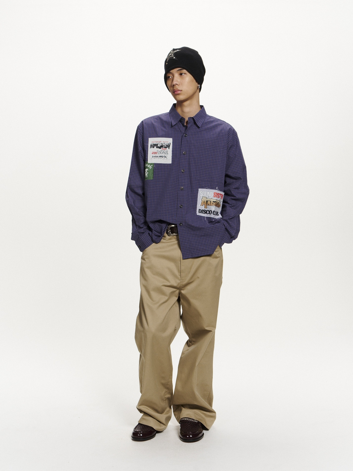 PATCHWORK CHECK LONG SLEEVE SHIRT 詳細画像 Navy 3