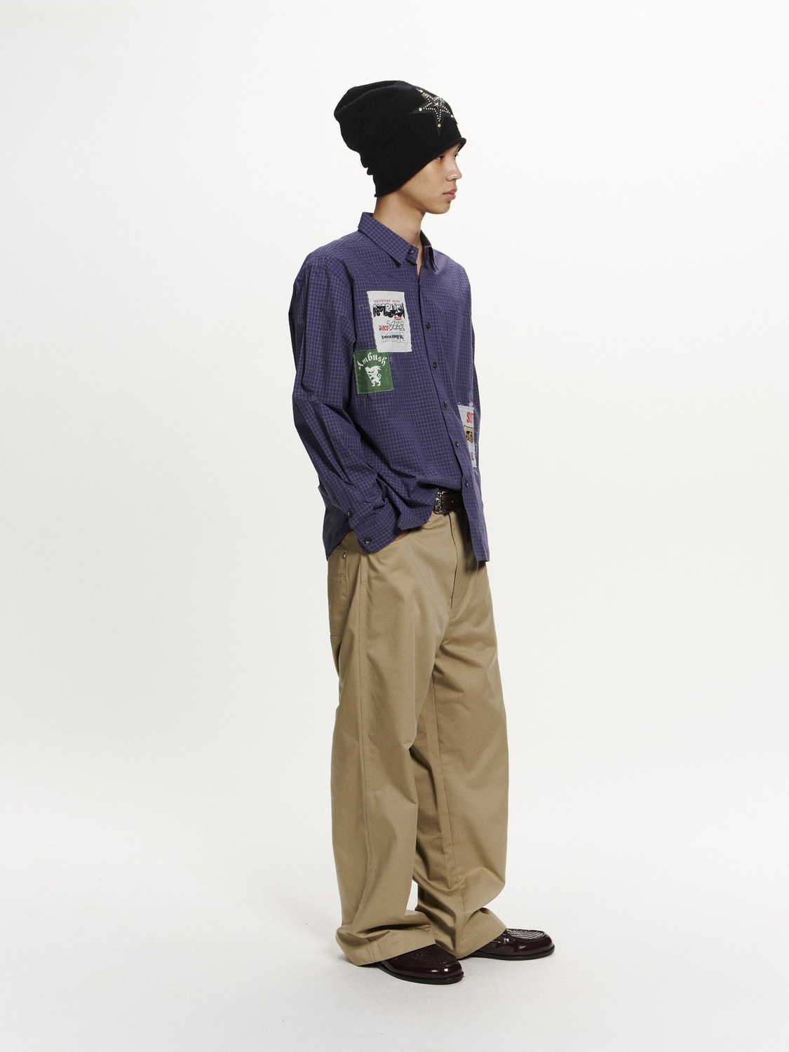 PATCHWORK CHECK LONG SLEEVE SHIRT 詳細画像 Navy 5