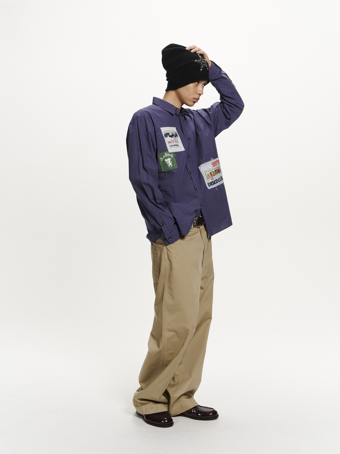 PATCHWORK CHECK LONG SLEEVE SHIRT 詳細画像 Navy 6