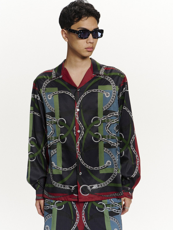 SCARF PRINT LONG SLEEVE SHIRT